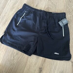 Mitre Men's Shorts Unlined Moisture Wicking Zip Pockets Black Large 5" NEW